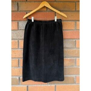 Yves‎ Saint Laurent Rive Gauche Suede Skirt Leather | Black | Womens EU 40 US 6